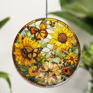 Sunflower ACRYLIC Window Hanging Suncatcher, Gift For Sunflower Lover, Sunflower Decor, Housewarming gift plant lover, Gift For Grandma