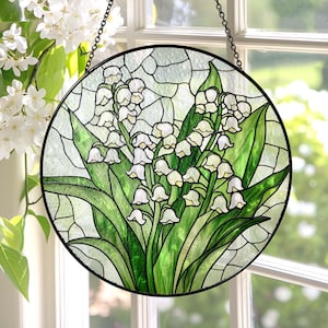 Stained Glass Lily Of The Valley Flower Suncatcher Mother's Day Gift May Birth Month Flower Grandma Gift Glass Suncatcher Family Gift Idea