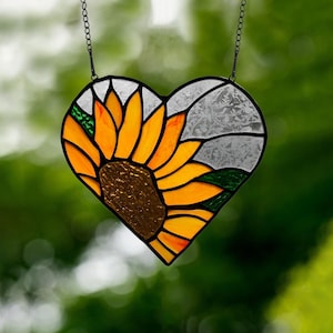Sunflower Suncatcher Heart Flower Sun Catcher Faux Acrylic Glass Home Decor Window Hanging Boho Wall Art Spring Summer Decor Gift For Her