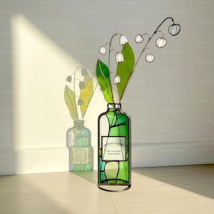 Personalized Lily of the Valley Stained Glass Suncatcher - Botanical Bouquet Gift